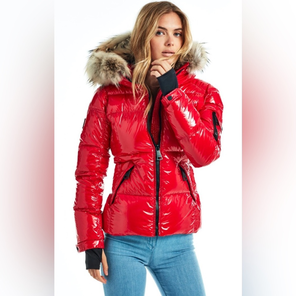 SAM. Red Blake Jacket with Raccoon fur hood
